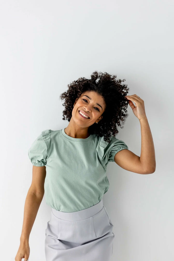 Polagram 'Amanda' Round Neck Bubble Sleeve Top FINAL SALE 3 Polagram 'Amanda' Round Neck Bubble Sleeve Top FINAL SALE