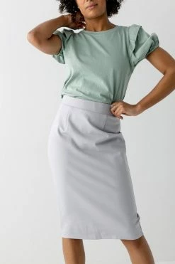 The Main Street Exchange Exclusive Designs 'Anna' Pencil Skirt In Pearl Grey 8 The Main Street Exchange Exclusive Designs 'Anna' Pencil Skirt In Pearl Grey