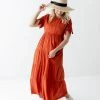 Polagram Dresses 'Hope' Lace Sleeve Maxi Dress In Rust