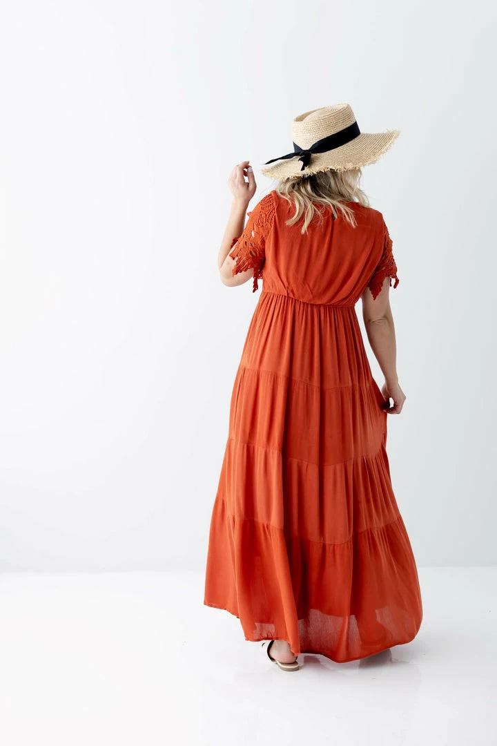 Polagram Dresses 'Hope' Lace Sleeve Maxi Dress In Rust 4 Polagram Dresses 'Hope' Lace Sleeve Maxi Dress In Rust