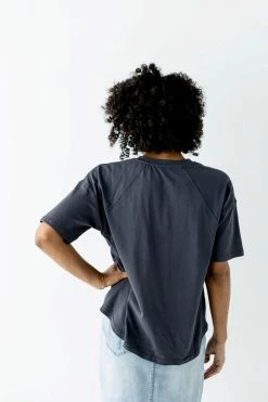 Polagram 'Larson' Button Front Top In Charcoal Tops/Cardigans
