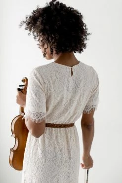 The Main Street Exchange 'Odessa' Lace Maxi Dress In Champagne Exclusive Designs