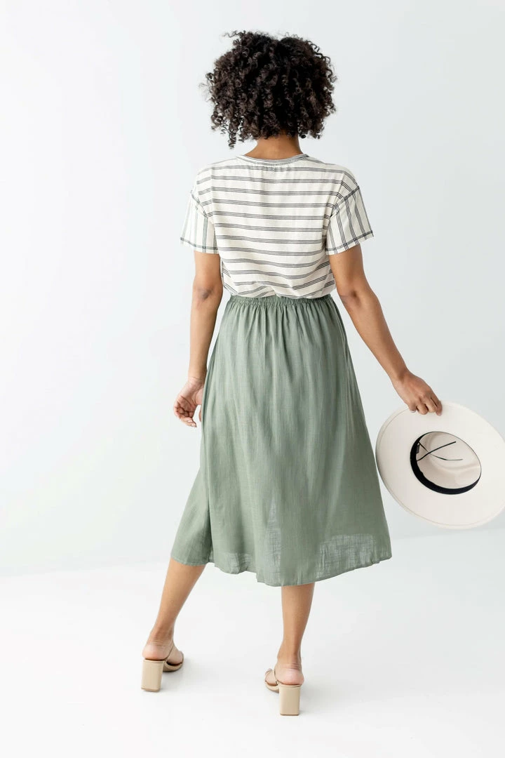 Hayden Skirts 'Farrell' Button Down Midi Skirt In Olive 5 Hayden Skirts 'Farrell' Button Down Midi Skirt In Olive