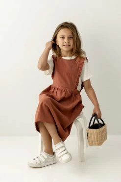 Hayden Los Angeles 'Acacia' Girl Ruffled Pinafore Dress In Sienna Dresses