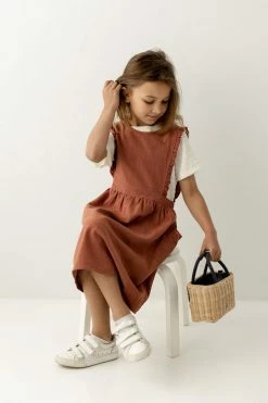 Hayden Los Angeles 'Acacia' Girl Ruffled Pinafore Dress In Sienna Dresses
