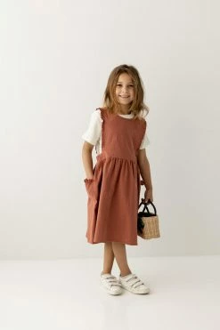 Hayden Los Angeles 'Acacia' Girl Ruffled Pinafore Dress In Sienna Dresses