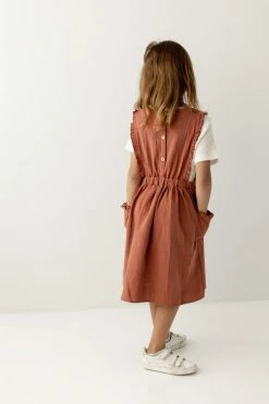 Hayden Los Angeles 'Acacia' Girl Ruffled Pinafore Dress In Sienna Dresses