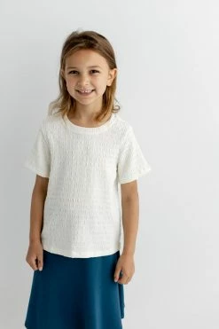 Hayden Los Angeles 'Millie' Girl Textured Tee In Cream Tops/Cardigans 10 Hayden Los Angeles 'Millie' Girl Textured Tee In Cream Tops/Cardigans