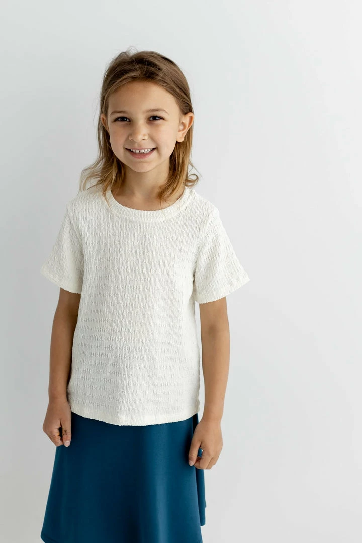 Hayden Los Angeles 'Millie' Girl Textured Tee In Cream Tops/Cardigans 3 Hayden Los Angeles 'Millie' Girl Textured Tee In Cream Tops/Cardigans