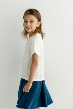 Hayden Los Angeles 'Millie' Girl Textured Tee In Cream Tops/Cardigans 11 Hayden Los Angeles 'Millie' Girl Textured Tee In Cream Tops/Cardigans