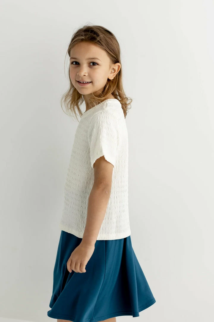 Hayden Los Angeles 'Millie' Girl Textured Tee In Cream Tops/Cardigans 4 Hayden Los Angeles 'Millie' Girl Textured Tee In Cream Tops/Cardigans