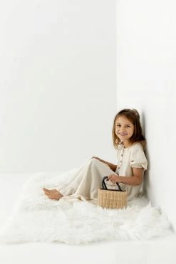 Hayden Los Angeles 'Avia' Girl Button Up Tiered Dress In Cream