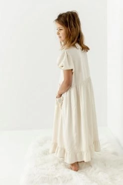 Hayden Los Angeles 'Avia' Girl Button Up Tiered Dress In Cream