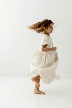 Hayden Los Angeles 'Avia' Girl Button Up Tiered Dress In Cream