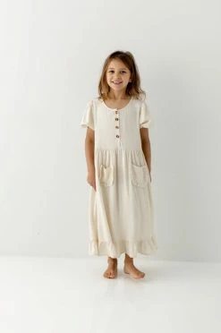 Hayden Los Angeles 'Avia' Girl Button Up Tiered Dress In Cream
