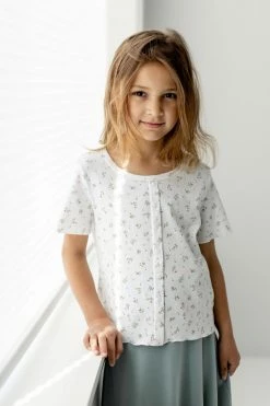 Hayden Los Angeles 'Nova' Girl Button Detail Ditsy Floral Top In Ivory FINAL SALE Tops/Cardigans