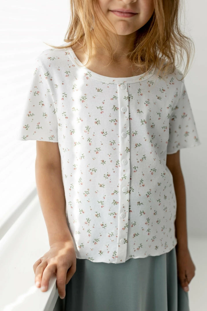 Hayden Los Angeles 'Nova' Girl Button Detail Ditsy Floral Top In Ivory FINAL SALE Tops/Cardigans 3 Hayden Los Angeles 'Nova' Girl Button Detail Ditsy Floral Top In Ivory FINAL SALE Tops/Cardigans