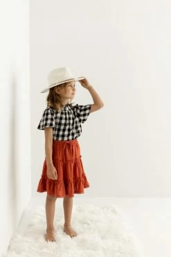 Hayden Los Angeles 'Jill' Girl Tiered Skirt In Rust