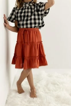 Hayden Los Angeles 'Jill' Girl Tiered Skirt In Rust