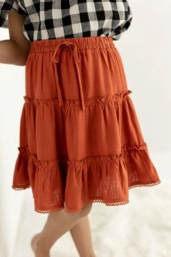 Hayden Los Angeles 'Jill' Girl Tiered Skirt In Rust