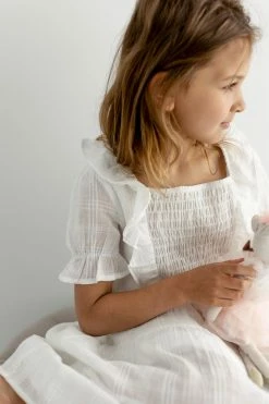 Hayden Los Angeles 'Haisley' Girl Smocked Bodice Ruffle Dress In Ivory