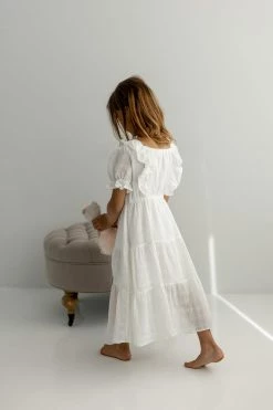 Hayden Los Angeles 'Haisley' Girl Smocked Bodice Ruffle Dress In Ivory