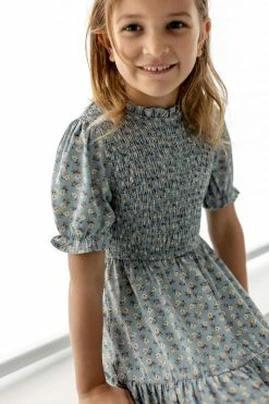Hayden Los Angeles Dresses 'Malia' Girl Floral Tiered Dress In Light Blue