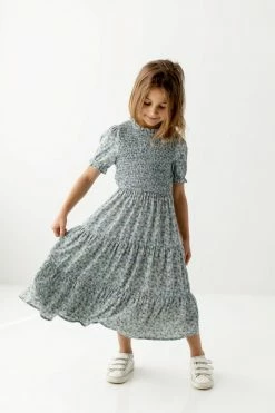 Hayden Los Angeles Dresses 'Malia' Girl Floral Tiered Dress In Light Blue