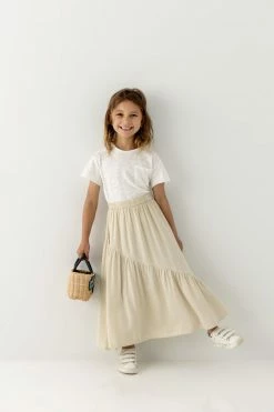 Hayden Los Angeles 'Winnie' Girl Asymmetric Ruffle Skirt In Beige FINAL SALE
