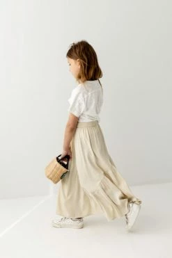 Hayden Los Angeles 'Winnie' Girl Asymmetric Ruffle Skirt In Beige FINAL SALE
