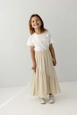 Hayden Los Angeles 'Winnie' Girl Asymmetric Ruffle Skirt In Beige FINAL SALE