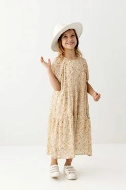 Hayden Los Angeles 'Elspeth' Girl Tiered Ditsy Floral Dress In Yellow FINAL SALE Dresses