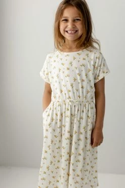 The Main Street Exchange 'Annika' Girl Ribbed Tie Dress In Yellow Ditsy Floral 12 The Main Street Exchange 'Annika' Girl Ribbed Tie Dress In Yellow Ditsy Floral
