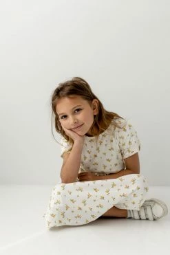 The Main Street Exchange 'Annika' Girl Ribbed Tie Dress In Yellow Ditsy Floral 10 The Main Street Exchange 'Annika' Girl Ribbed Tie Dress In Yellow Ditsy Floral