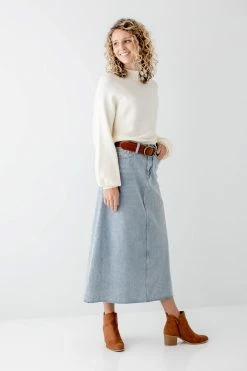 The Main Street Exchange 'Brooke' A-Line Denim Midi Skirt Exclusive Designs