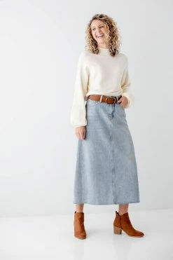 The Main Street Exchange 'Brooke' A-Line Denim Midi Skirt Exclusive Designs