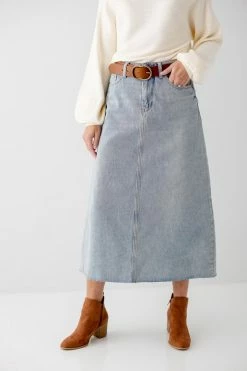 The Main Street Exchange 'Brooke' A-Line Denim Midi Skirt Exclusive Designs