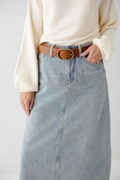 The Main Street Exchange 'Brooke' A-Line Denim Midi Skirt Exclusive Designs