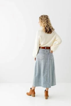 The Main Street Exchange 'Brooke' A-Line Denim Midi Skirt Exclusive Designs