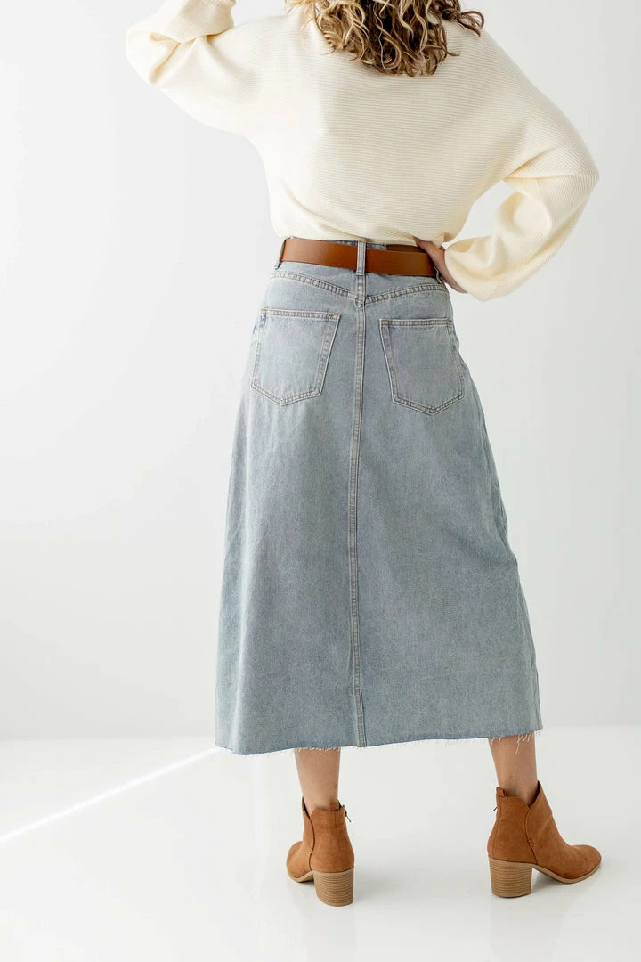 The Main Street Exchange 'Brooke' A-Line Denim Midi Skirt FINAL SALE 2 The Main Street Exchange 'Brooke' A-Line Denim Midi Skirt FINAL SALE