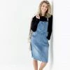 The Main Street Exchange 'Jadyn' Distressed Denim Overall Dress In Medium Wash Lancaster Collection