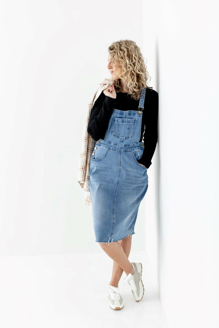 The Main Street Exchange 'Jadyn' Distressed Denim Overall Dress In Medium Wash Lancaster Collection 3 The Main Street Exchange 'Jadyn' Distressed Denim Overall Dress In Medium Wash Lancaster Collection