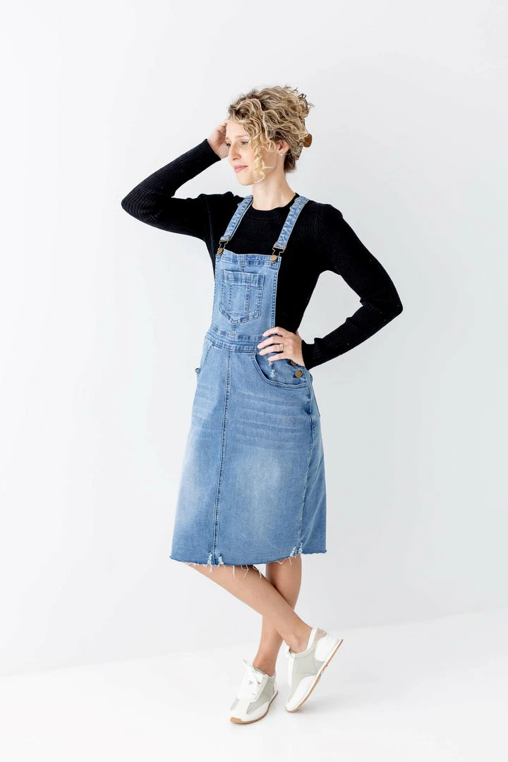 The Main Street Exchange 'Jadyn' Distressed Denim Overall Dress In Medium Wash Lancaster Collection 4 The Main Street Exchange 'Jadyn' Distressed Denim Overall Dress In Medium Wash Lancaster Collection