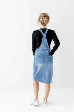 The Main Street Exchange 'Jadyn' Distressed Denim Overall Dress In Medium Wash Lancaster Collection 13 The Main Street Exchange 'Jadyn' Distressed Denim Overall Dress In Medium Wash Lancaster Collection