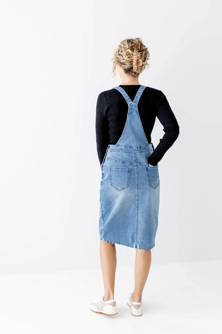 The Main Street Exchange 'Jadyn' Distressed Denim Overall Dress In Medium Wash Lancaster Collection 7 The Main Street Exchange 'Jadyn' Distressed Denim Overall Dress In Medium Wash Lancaster Collection