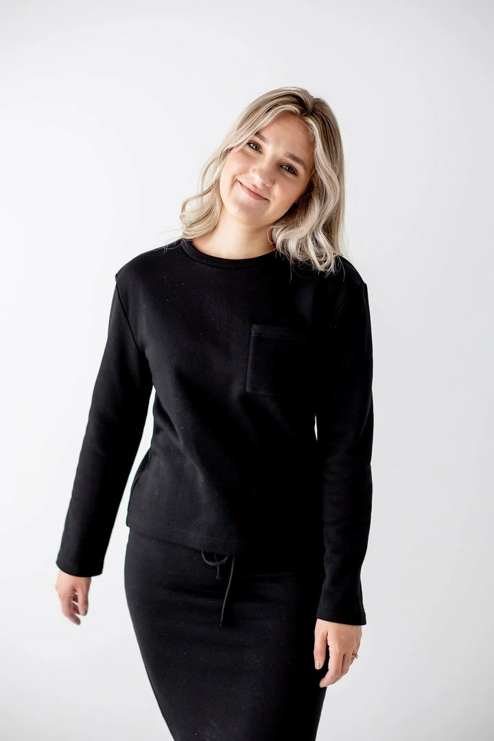 The Main Street Exchange Lancaster Collection 'Zion' Sweatshirt Top In Black FINAL SALE 1 The Main Street Exchange Lancaster Collection 'Zion' Sweatshirt Top In Black FINAL SALE