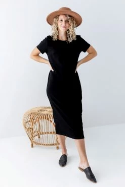 The Main Street Exchange 'Spencer' Ponte Knit Midi Dress In Black Lancaster Collection