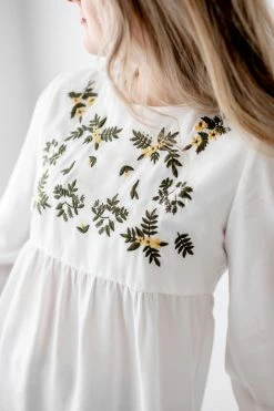 The Main Street Exchange Lancaster Collection 'Novella' Floral Embroidery Blouse In White