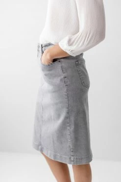The Main Street Exchange 'Leah' Denim Skirt In Vintage Grey