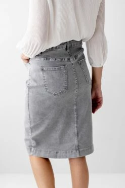 The Main Street Exchange 'Leah' Denim Skirt In Vintage Grey